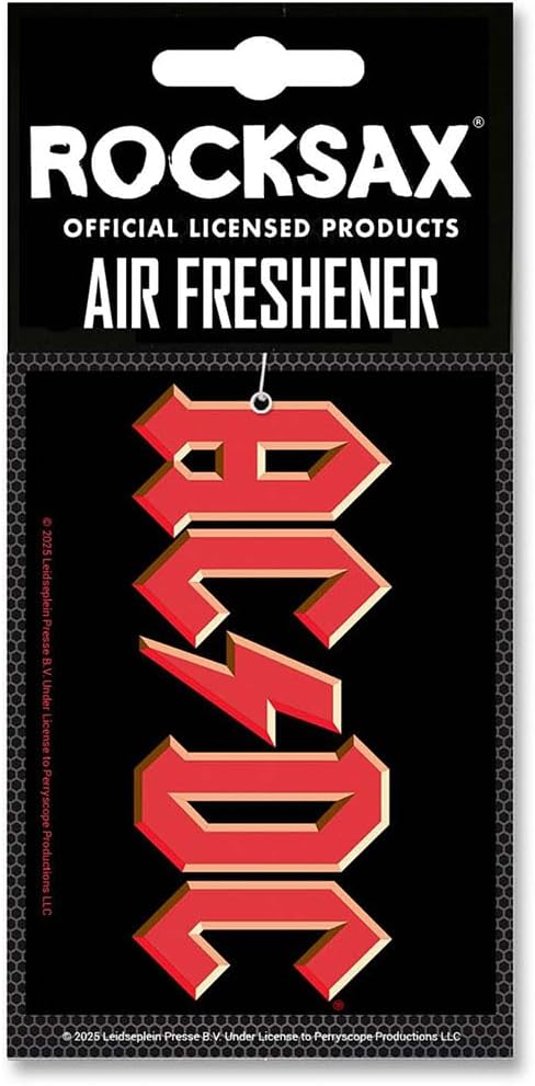 Rocksax AC/DC Logo Hanging Air Freshener – Long-Lasting Vanilla Car Air Freshener for Home & Office – Double-Sided Print Rock Band Memorabilia Car Fresheners