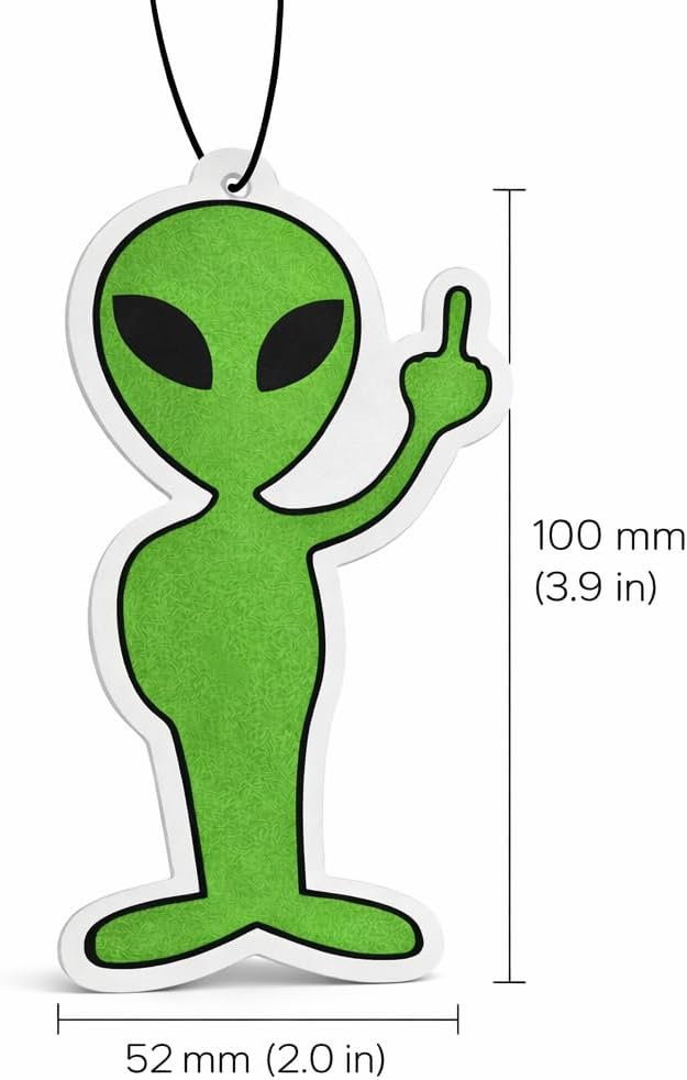 Vinylcation Alien Car Air Freshener - Premium Odor Eliminator - Long-Lasting Blk Ice Scent - Hanging Car Freshener with Fun Alien Design - 3 Pack