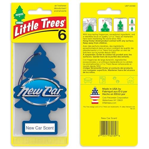 LITTLE TREES Car Air Freshener | Hanging Tree Provides Long Lasting Scent for Auto or Home | New Car Scent, 6-Packs (4 Count)