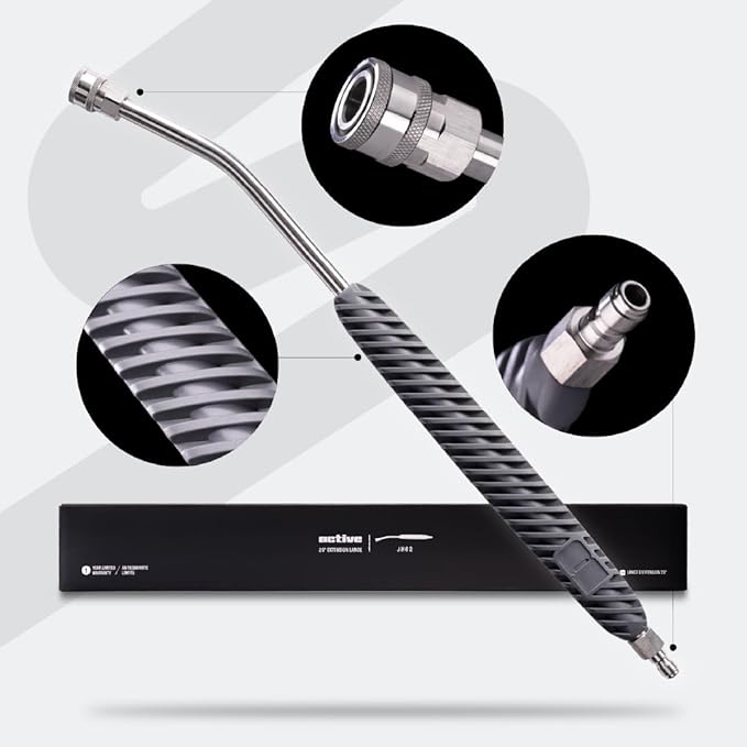 Active Washer Extension Wand for Hard to Reach Areas During car wash at Home and for Professional Detailing - Short Pressure Washer Wand Replacement with 1/4” Quick Connect
