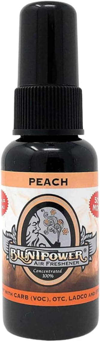 Blunt Power Peach Air Freshener Spray, Oil Based Concentrated Air Freshener and Oil Diffuser, Odor Eliminator and Room Deodorizer for Car, Room, Bathroom