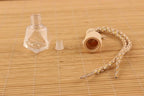 5Pcs 8ml Hanging Car Air Freshener Perfume Bottle, Refillable Aromatherapy Fragrance Clear Empty Essential Oil Diffuser Perfume Pendant Auto Ornaments Decor Accessories with Wooden Caps