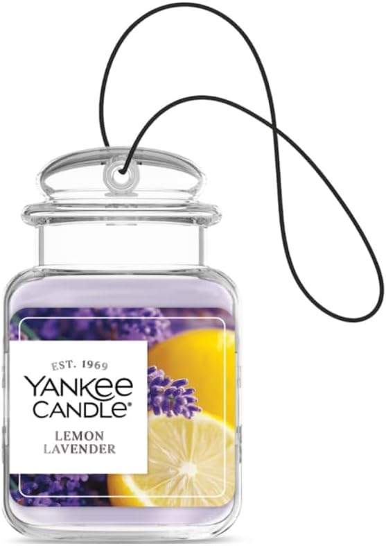 Yankee Candle Car Air Fresheners Hanging Car Jar Ultimate Lemon Lavender Scented Neutralizes Odors Up To 30 Days, Purple