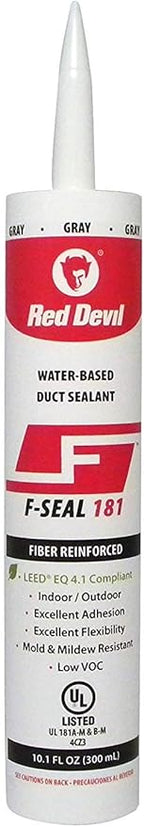 Red Devil 0846DX F Seal 181 Fiber Reinforced Water Based Duct Sealant, 10.1 oz., Gray, 1 Pack