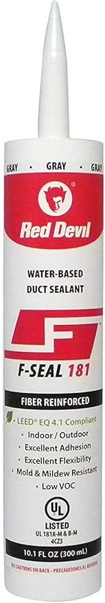 Red Devil 0846DX F Seal 181 Fiber Reinforced Water Based Duct Sealant, 10.1 oz., Gray, 1 Pack