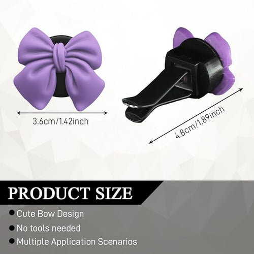 6PCS Bow Car Air Vent Clips, Cute Car Air Freshener Outlet Vent Clip, Coquette Bow Car Diffuser Perfume Clip, Universal Auto Air Conditioning Accessories for Women Girls (Purple, 6PCS)