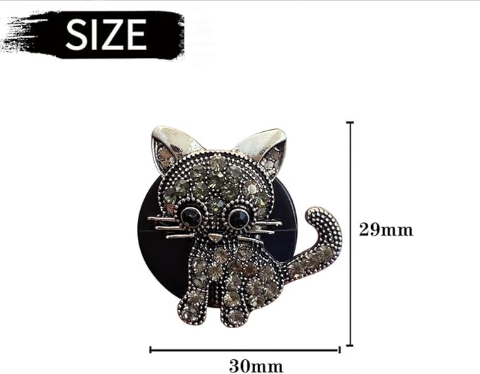 Cute Diamond Cat Air Vent Clip Air Conditioning Outlet Clip Car Air Freshener Clip Charm Car Inter Decor Accessories (Grey)