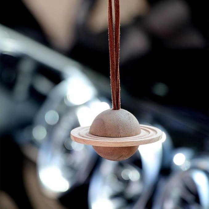 Planet Wood Hanging Car Diffuser - Black Walnut Car Air Freshener & Home Decor Hanging Pendant Ornament, Natural Essential Oil Aromatherapy Diffuser for Car, Home, Office (No Oil Included)