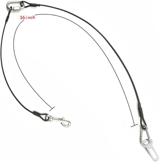 Dog Car Seat Belt Restraint, Sonku 2 Pack Proof Steel Cable Safety Vehicle Belt Fit for Small, Medium, Large, and X-Large Dogs