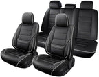 Car Seat Covers Custom Fit for Chevrolet/Chevy Volt 2010-2019 , Premium Faux Leather Waterproof Car Seat Protectors with Lumbar Support, Breathable Anti-Slip Easy to install(Black&White,Full set)