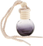 8Pcs,6ml Hanging Car Air Freshener Diffuser, Essential Oil Pendant Perfume Aromatherapy Vials,Thick Oblate-Style Glass Fragrance Container With Wooden Caps & Hanging String,FREE Funnel,Dropper