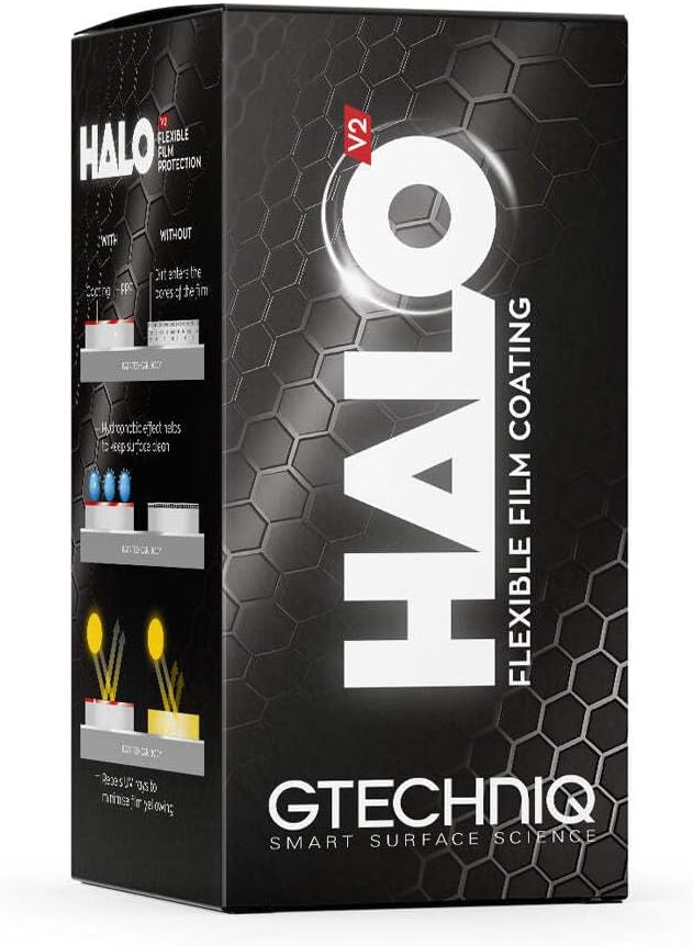Gtechniq Halo Ceramic Coating for Cars, Protect PPF and Vinyl, High Shine, Easy to Apply - 1.7 fl oz (50ml) Car Ceramic Coating with Nitrile Gloves and Applicator (Sufficient for 1 Small-Med Car)