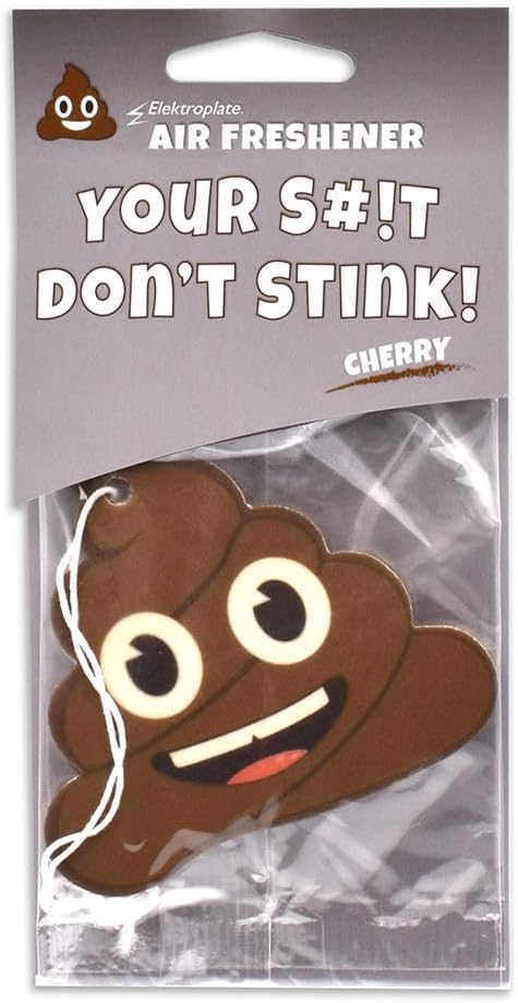 Elektroplate Poop Smiley Face Automotive Air Fresheners for Vehicles | Cherry Scent (6-Pack) | Made in the USA