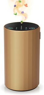 Waterless Essential Oil Diffuser Aromatherapy Scent Diffusers for Home Large Room, Bedroom, Car, Office, Desk, Battery Operated Mini Portable Air Freshener (Golden)
