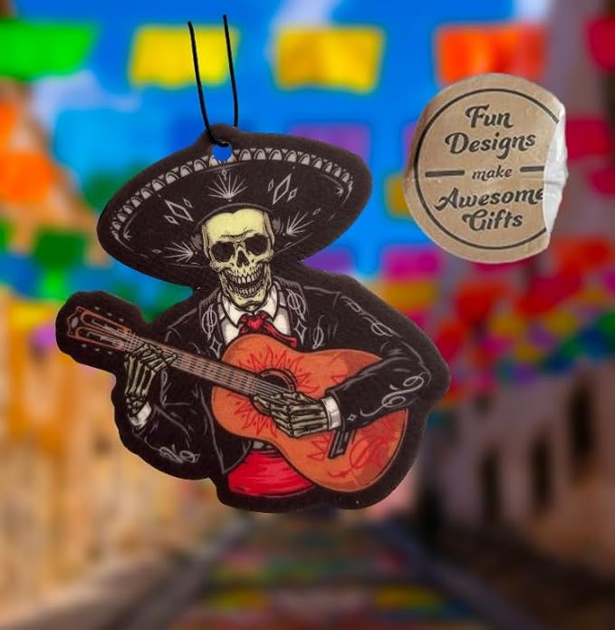 Fresh Fresheners Cute Funny and Aesthetic Car Air Fresheners 4-pack Scented With Premium Oils (Mariachi Skull)