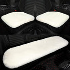 Genuine Sheepskin Auto Seat Pad, Soft Wool Seat Cover Breathable and Sweat-Wicking Universal Fit,19.2 inch x19.2 inch (Front seat Cushion 2pcs & Rear seat Cushion 1pc, Ivory White)