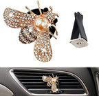Shiny Bee Car Air Freshener Dashboard Outlet Vent Clips，Pearl Diamond Bee Car Perfume Car Air Conditioner Air Outlet Decoration Aromatherapy Clip，cute Bling Bee Charms Rhinestone Auto Interior Decorations Accessory (Gold)