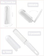 Travel Lint Roller Mini Refillable On The Go Lint Roller with Cover and 4 Refills Total 150 Extra Sticky Sheets for Pet Hair Lint Remover for Clothes (White)