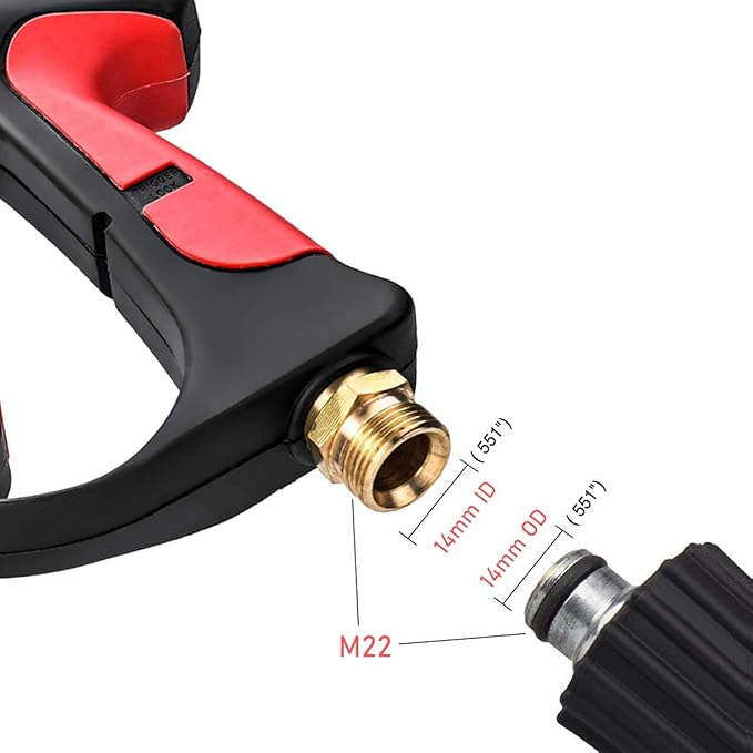 Pressure Washer Gun and Hose Kit, 3000PSI High Power Pressure Washer Gun Replacement Kit with 26 Ft Hose and 21 Inch Extension Wand and 5 Nozzles
