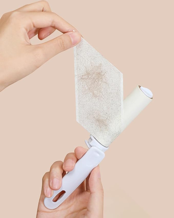Travel Lint Roller for Clothes Mini Foldable Lint Roller with Cover and 4 Refills Total 150 Extra Sticky Sheets Travel Size Pet Hair Remover Roller (Black)