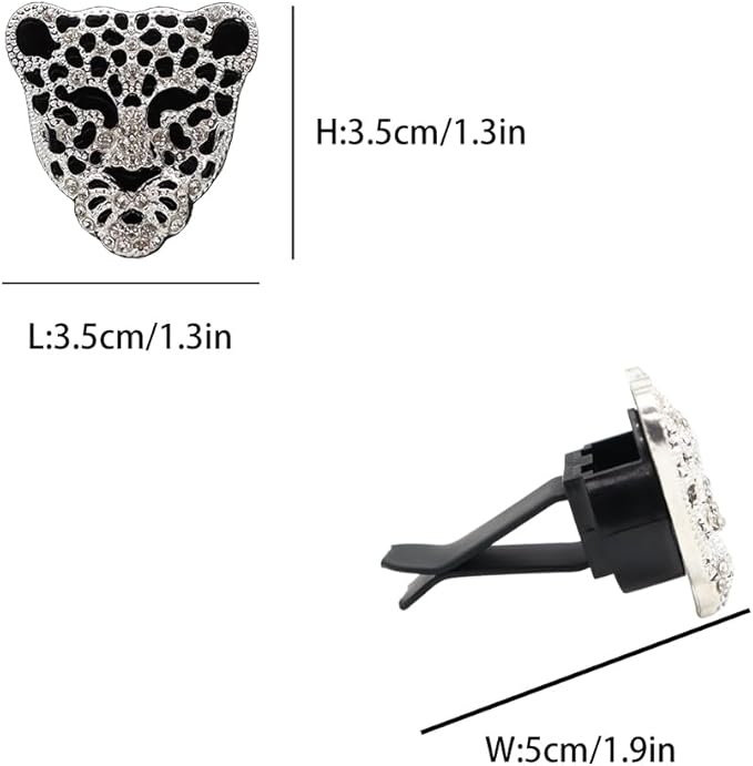 Leopard Car Accessories,2pcs Silver Leopard Head Car Air Freshener Vent Clip for Women Teens,Refillable Essential Oils Perfumes Diffuser