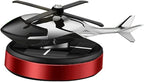 Al Alloy Solar Powered Rotating Helicopter Shape Car air purifier, Home and Car Interior Decoration Accessories (Red)