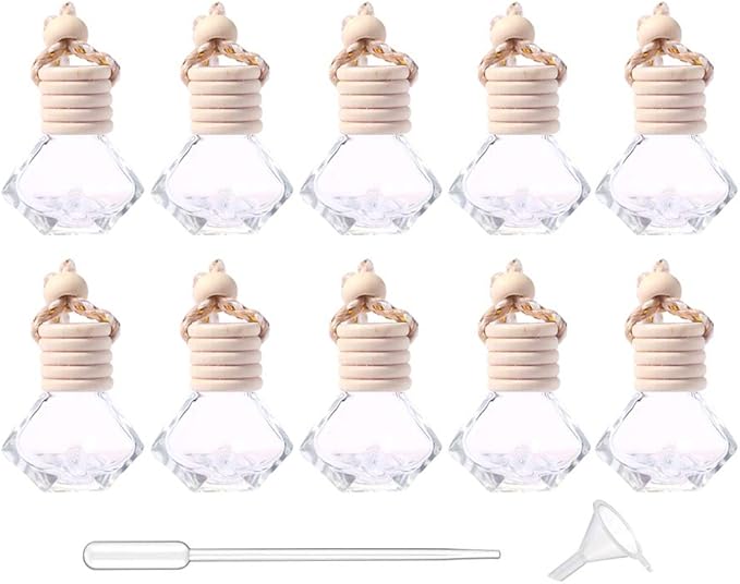 10 Pcs Car Air Freshener Perfume Bottle Aromatherapy Fragrance Essential Oil Diffuser Hanging Perfume Pendant Auto Ornaments Decor Accessories