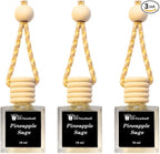 Gift Paradise® Pineapple Sage Hanging Car Air Freshener Set of 3 (10 ml Each) – Long-Lasting Tropical & Herbal Fragrance Diffuser for Car, Home & Office | Velvet Gift Bag Included | Holiday Gifting