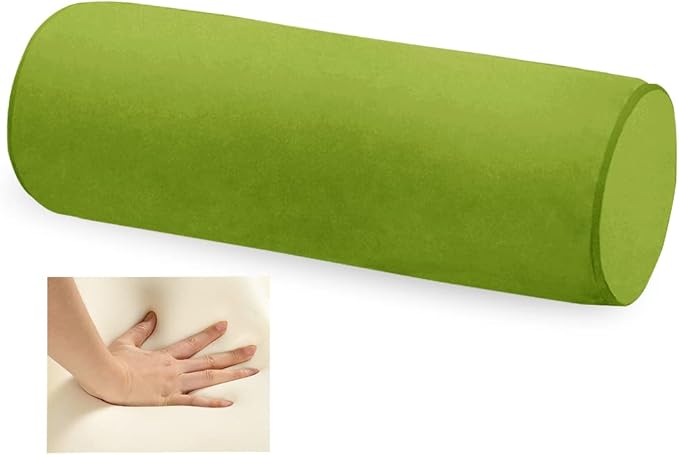 Memory Foam 16x6 Neck Pillow for Sleeping, Neck Pain Relief, Side Back Stomach Sleeper, Car or Office Chair Sofa,Support Pillow with Soft Velvet Pillowcase (Light Green)