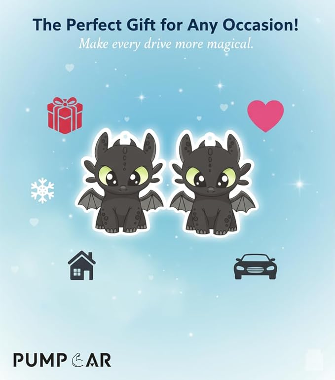 PumpCar 2 pieces toothless double-sided hanging cartoon cherry-scented funny car air freshener Cool hanging for rearview mirror Interior Accessories Gifts