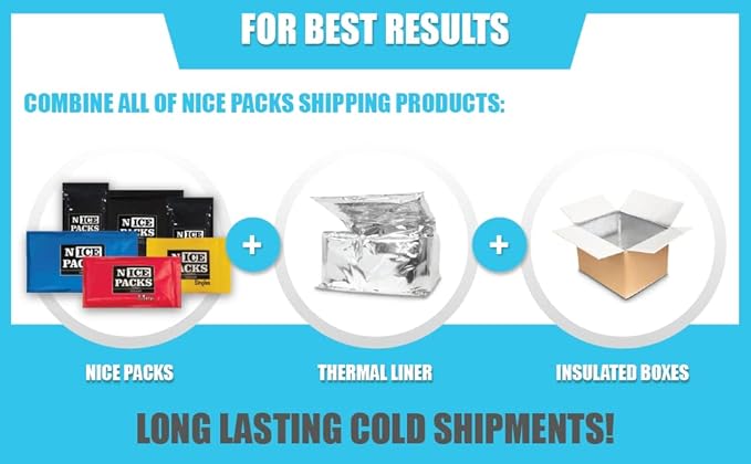 Nice Packs Reusable Dry Ice Packs for Coolers, Lunch Boxes & Frozen Food - Flexible and Long Lasting (20 Single Cell Sheets)