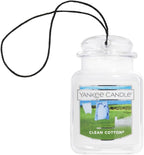 Yankee Candle Car Air Fresheners, Hanging Car Jar Ultimate, Neutralizes Odors Up to 30 Days, Clean Cotton, 0.96 OZ (Pack of 3)