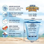 Large Leakproof Ice Bag. Reusable Ice Pack for Cooler - Long Lasting Instant Cooler Ice Packs - Drop in Cubed Ice to Make Cold, Dry Freezer Packs for Coolers - Drink Your Ice When It Melts