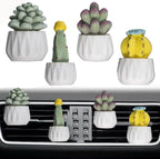 4 Pcs Cute Cactus Air Vent Perfume Clips, Resin Artificial Plant Succulents Car Air Fresheners Aromatherapy Clips, Car Interior Decoration Accessories, Gift for Men Women