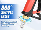 TOOLCY Short Pressure Washer Gun with Swivel, 4000 PSI Power Washer Gun, Car Wash Power Washing Gun with 3/8" Male Plug, 1/4” Quick Connector Coupler and 5 Nozzle Tips