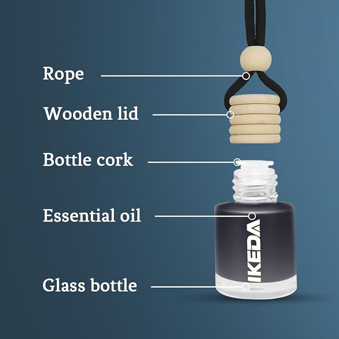 Ikeda Car Air Freshener: Hanging Car Smell Air Freshener | 10ml Hanging Car Perfume | Long Lasting Fragrance | Strong Scents Diffuser for Auto Home (New Car|Circular)