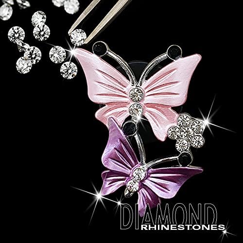 Maitech Car Air Fresheners Vent Clips for Women,4 Pcs Cute Dual Butterfly Diamond Rhinestone Air Freshener Vent Clip Sparkly Bling Car Accessories for Women (Pink)
