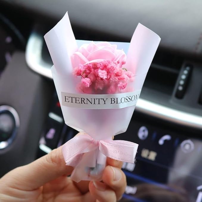 Pink Mini Dried Flowers Bouquet for Car Air Vent Clips, Car Air Outlet Perfume Decoration, Air Fresheners Fresheners, Decorations Automotive, Interior Accessories