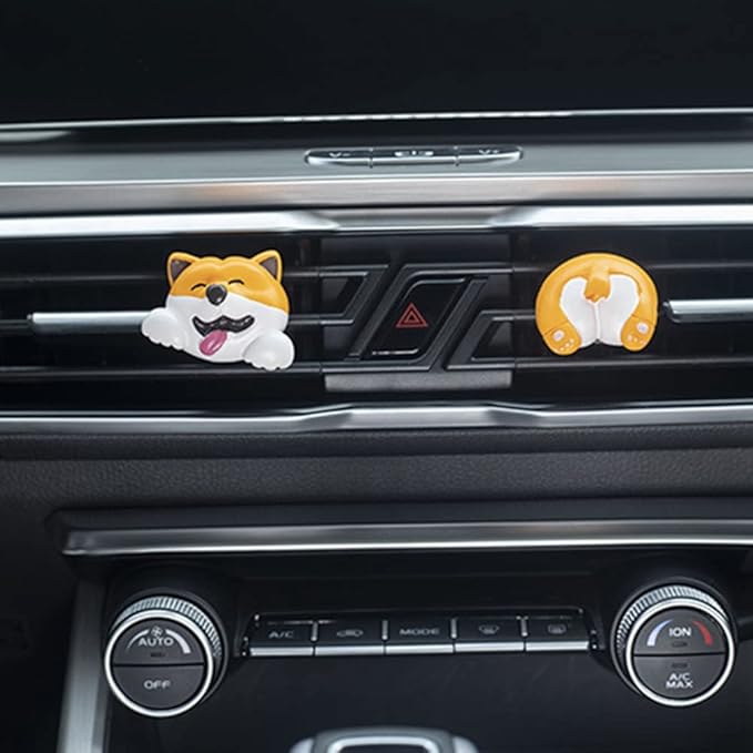 Cute Air Vent Clips Car Accessories, Creative Animal Head and Tail Cartoon Car Air Freshener Vent Clip Car Fragrance Diffuser Perfume Clips Air Conditioner Outlet Vent Clips Decorations, Dog