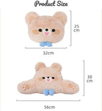 Cute Plush Bear Car Headrest & Lumbar Support Set, Soft Neck & Back Support Pillow for Comfortable Driving All Season