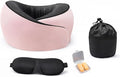 Neck Travel Pillow |100% Pure Memory Foam Neck Pillow Comfortable & Breathable Cover, Machine Washable for Travel, Airplane, Car Rides, & Home Use, Travel Kit with Eye Masks, Earplugs, & Bag (Pink)