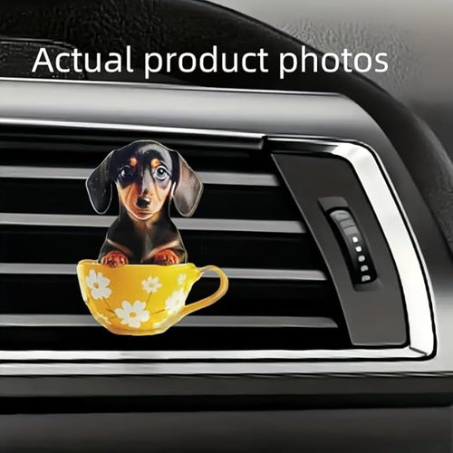 2-Piece 2D Acrylic Car Air Vent Freshener – Cute Cartoon Chihuahua & Dachshund Dog Designs, Solid Scented Decoration for Car AC Vents, Long-Lasting Fragrance, Fun Accessory