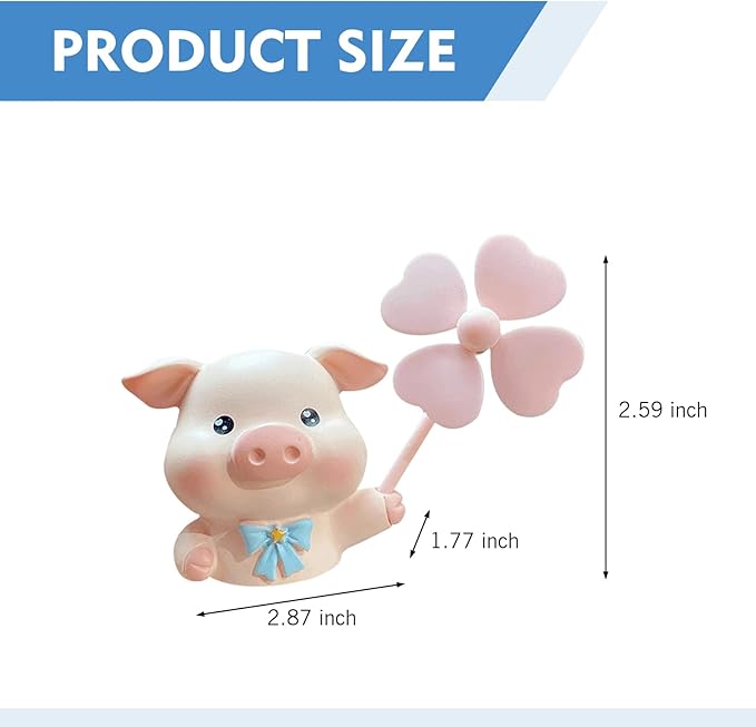 MLY Cute Pig Car Air Freshener Vent Clips, Rotating Windmill Car Vent Air Clip, Creative Fan Outlet Vent Fresheners, Auto Animal Dashboard Trim Clips, Interior Decoration Accessories (Pig)