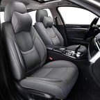 Auto Car Seat Covers Accessories Front Seat Leather Cushion Protector Breathable Waterproof Seat Cover for Cars Universal Fit (Grey, Front Pair)