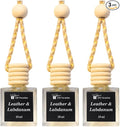 Gift Paradise® Leather & Labdanum Car Air Freshener Set of 3 – Luxury Hanging Diffusers with Wooden Cap & Velvet Gift Bag (10 ml Each) | Long-Lasting, Non-Toxic Men’s Fragrance for Car, Home & Office