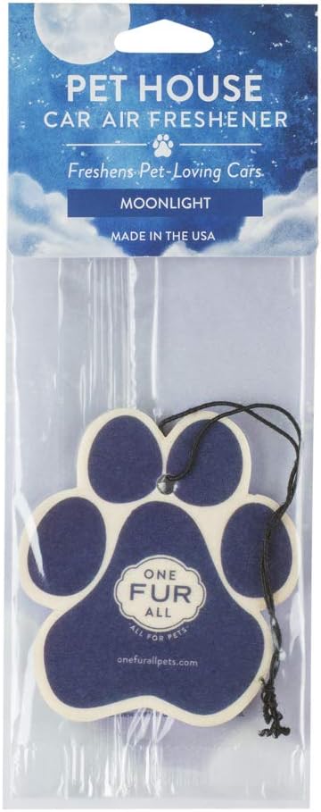 One Fur All Pet House Car Air Freshener - Moonlight Pack of 4 - Non-toxic Car Air Freshener - Pet-Friendly Air Freshener For Small Spaces & Car - Hanging Odor Eliminating Air Freshener