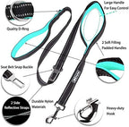 PoyPet 5 Feet Dog Leash - 3M Reflective - 2 Cushioned Handles - Functional Car Seat Belt(Mint Blue)