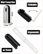 Travel Lint Roller for Clothes Mini Foldable Lint Roller with Cover and 4 Refills Total 150 Extra Sticky Sheets Travel Size Pet Hair Remover Roller (Black)