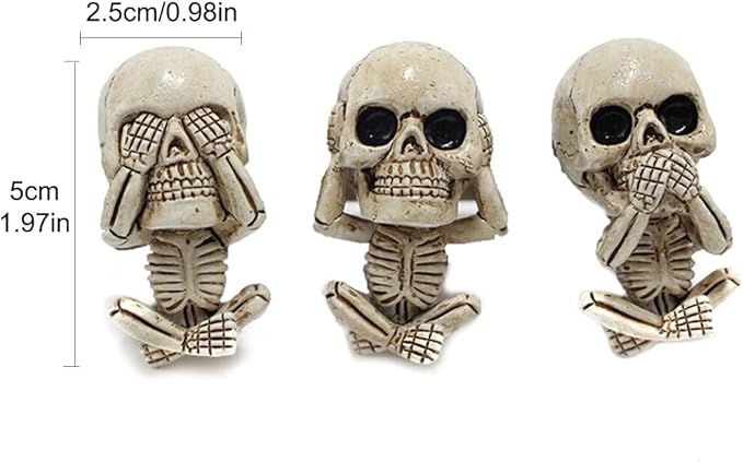 Car Air Freshener Vent Clips 3-Pack Beige Resin Skull Design Aromatherapy Diffuser