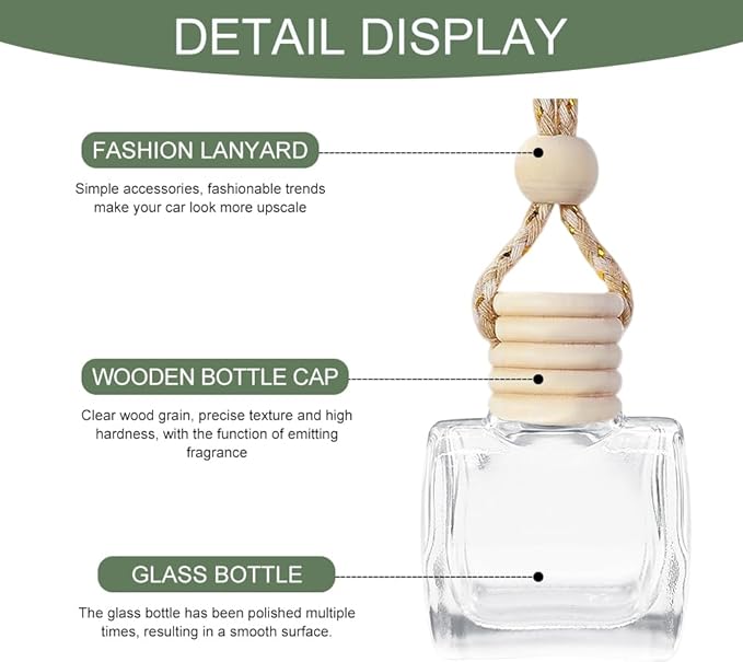 5PCS Hanging Car Air Freshener, Car Air Freshener Diffuser, 8ml Hanging Essential Oil Diffuser Bottle, Auto Interior Cute Glass Empty Perfume Bottle Ornament for Most Vehicles (Schoolbag)